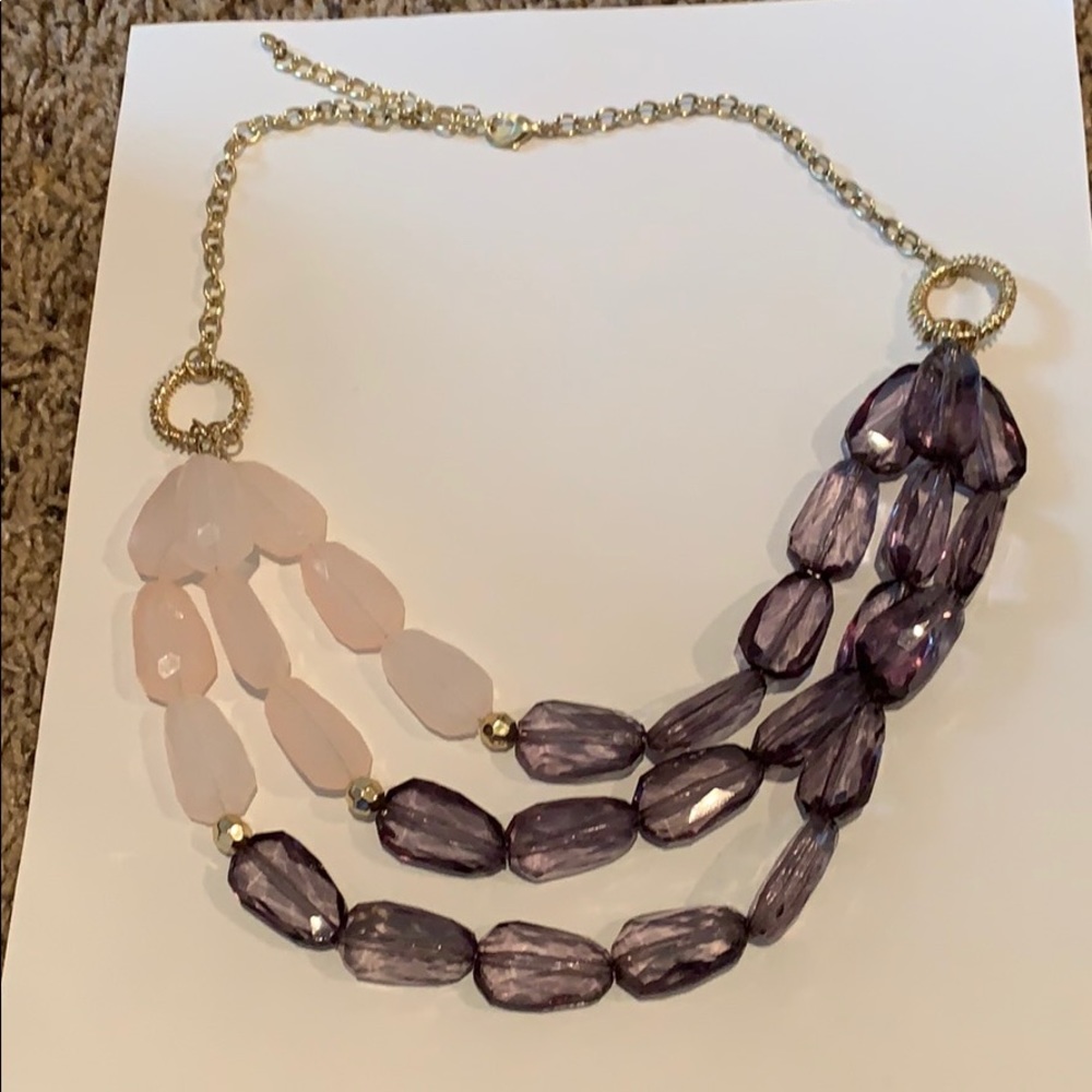 Pink and gray stone statement necklace